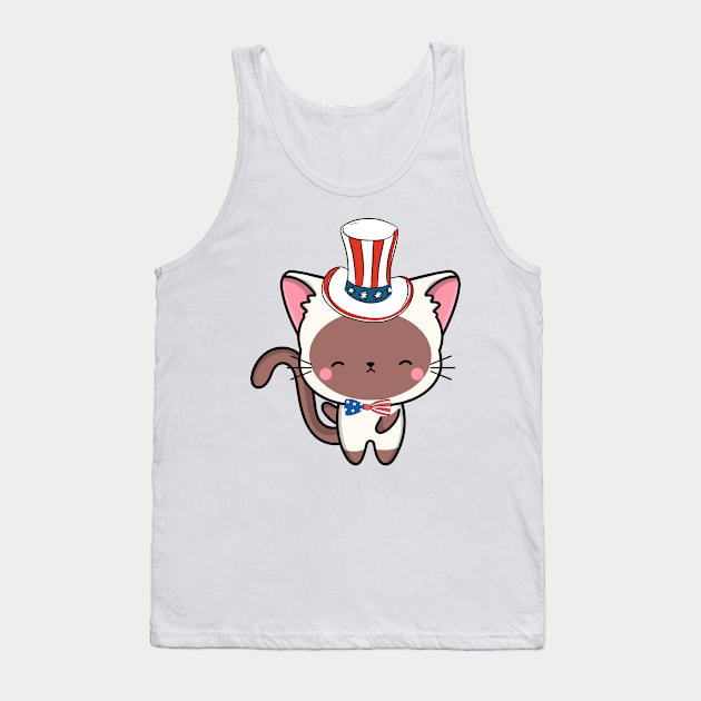 Funny white cat is ready for independence day Tank Top by Pet Station